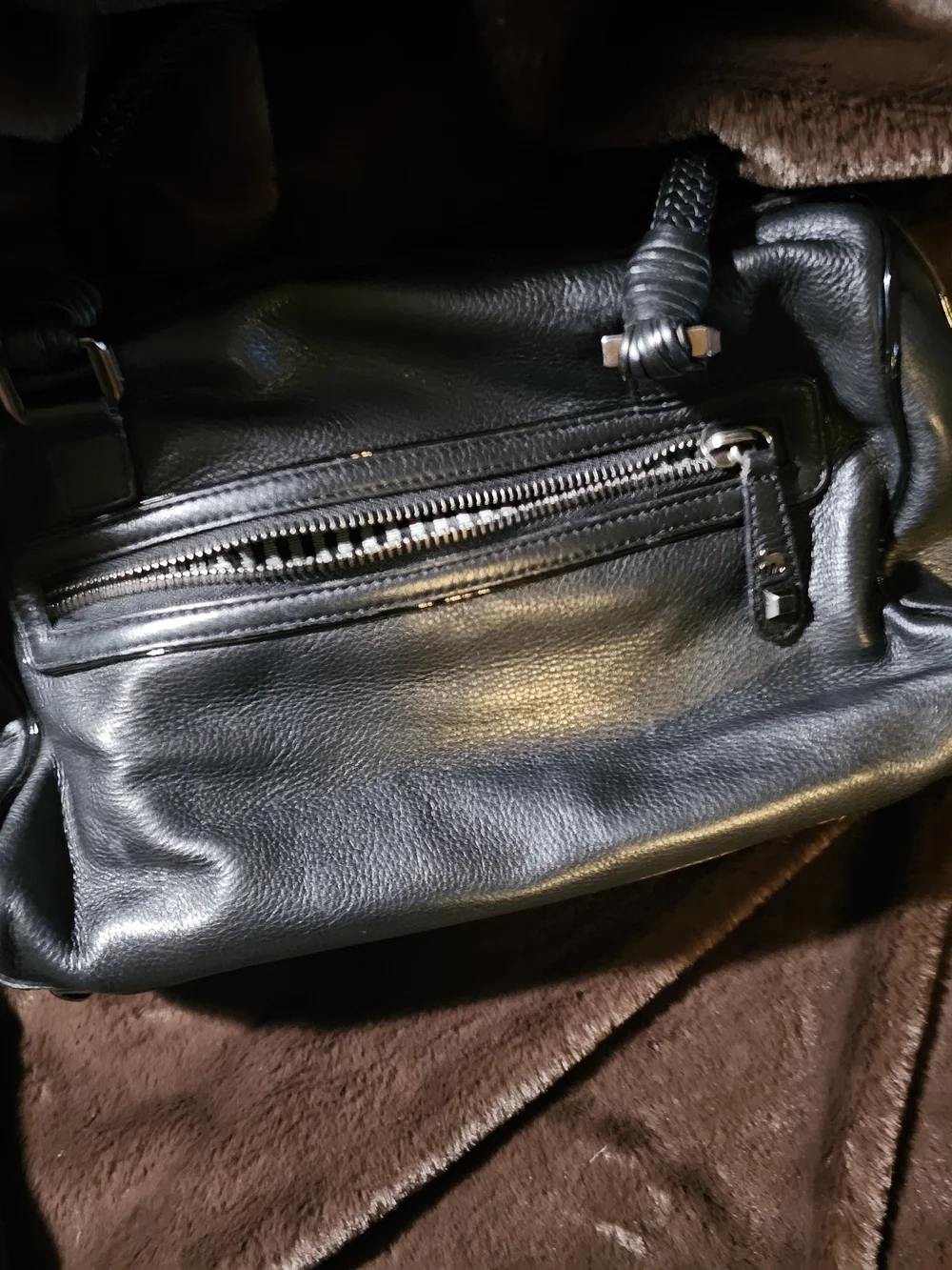 Vintage L.A.M.B. Gwen Stefani Black Leather Fia Satchel Bag